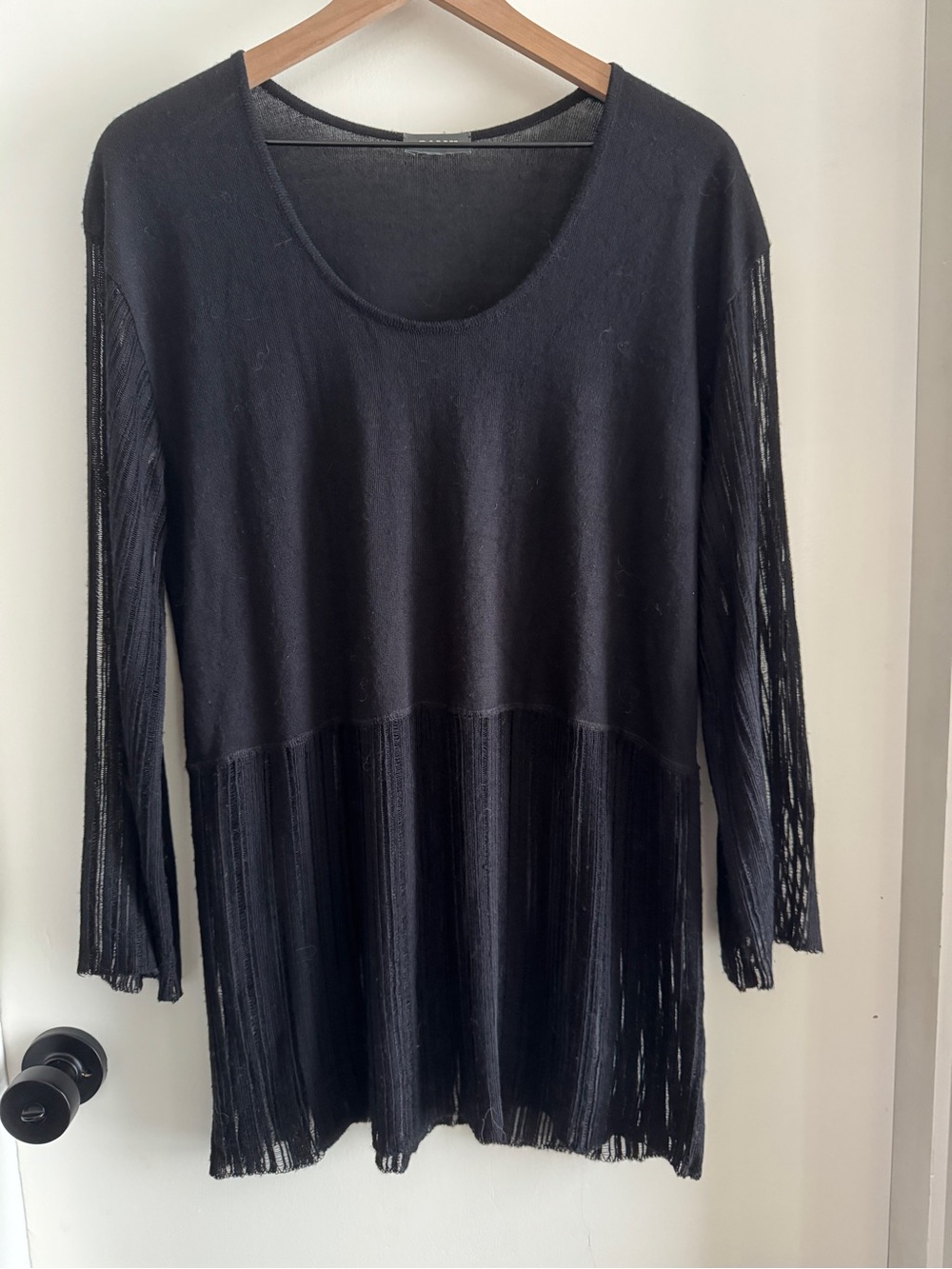 BALLY black sheer knit sweater top